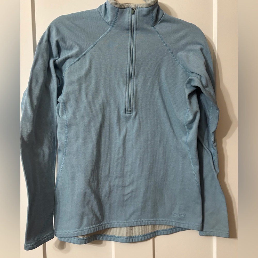 Patagonia Capalene Polartec 1/2 Zip Up womens L‎ light teal blue